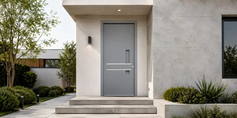 Porte d'entrée en acier, look industriel et sécurisé