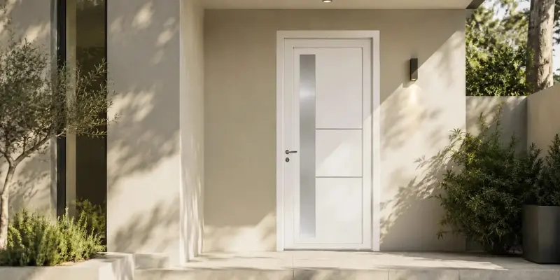 Porte d'entrée en PVC, accessible et performante